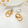 Double Circles Hoop Earrings for Women Stainless Steel Gold Chunky Oval Earring Clean Girl Jewelry - Image 5