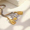 316L Stainless Steel Mixed Colour Asymmetrical Necklace Gold Plated Jewelry Women's Unique Necklace - Image 3