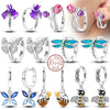 Silver Hoops Earrings Colorful Flower Butterfly Bee Drop Earring For Women Birthday Party Jewelry Gifts - Image 1