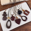 Vintage Irregular Hollow Wooden Heart Geometric Pendant Long Sweater Chain Necklace For Women Charms Jewelry - Image 3