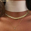 Geometric Moon Shaped Bling Cz Charm Link Chain High Polished Shiny Gold Color Metal Bracelet Necklace Women Jewelry - Image 5