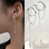 Silvery Tassel Hoop Pendant Earrings, Jewelry, Birthday Gift For Women - Image 1
