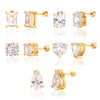 Round Heart Water Drop Oval Zircon Stud Earrings For Women Gold Plated Stainless Steel Earrings Jewelry - Image 1