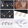 ZS 3-4Pcs/lot Gold Color Stainless Steel Nose Stud Set Heart Star Round Crystal Nose Piercing L Shape Nostril Piercing 18g/20g - Image 37