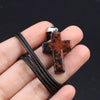 Charm Natural Semiprecious Stone Cross Shape Crystal Tiger Eye Agate Pendant Necklace Jewelry Gift for Women 25x18mm - Image 9
