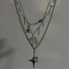 Stainless Steel Spiral Pendant Necklace with Layered Chain and Star Charm - Image 1