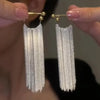 Charm Sparkling Galaxy Falls Long Tassel Drop Dangle Earrings for Women Exaggerate Stainless Steel Chain Hoop Earring Jewelry - Image 8