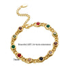 Colorful Cubic Zirconia Panel Bracelet Necklace For Women Gold Color Stainless Steel Crystal Fisheye Jewelry Set - Image 6