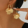 Women's Golden Vintage Double-Layer Hollow Flower Hoop Earrings for Daily Wear Jewelry Gift - Image 2