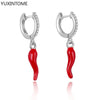 Yellow Red Small Chili Hoop Earrings For Women Girl Creative Silver Ear Buckle Earrings Gifts Female Jewelry - Image 9