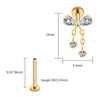 Titanium Bowknot Dangle Chain Flat Back Stud 18G 16G Threadless Push Pin Bow Cartilage Helix Ear Piercing - Image 14