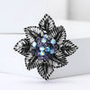 Rhinestone Flower Brooch Pin with Pearl and Leaf Designs - Image 8