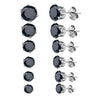 Six-Pair Stainless Steel Stud Earring Set with Cubic Zirconia in Multiple Colors - Image 2