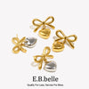 Bow Shaped Heart-shaped Earrings 316L Stainless Steel Jewelry Gold Plated Earrings for Women - Image 1
