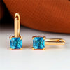 Red Zircon Square Stone Earrings Multicolor Crystal Hoop Earrings Antique Gold Color Engagement Earrings For Women Bride Jewelry - Image 3