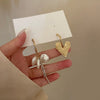 Golden Heart Tassel Drop Earrings Asymmetric Imitation Baroque Pearl Dangle Earring for Woman Party Jewelry - Image 1