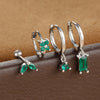 4PCS Green Crystal Zircon Stainless Steel Hoop Earrings Set For Women Daily Versatile Square Earring Piercing Jewelry - Image 11
