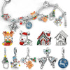 Silver Christmas Bell Charms Snowflake Reindeer House Bead Snowman Pendant Fit Bracelet Necklace Jewelry - Image 1