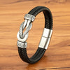 Xqni Stainless Steel Bracelets Weave Black/Brown Leahter Magnetic Buckle Rope Jewelry Accessories Bangles Gifts for Men Friend - Image 1