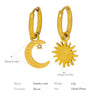 Asymmetric Stainless Steel Gold Color Sun Moon Pendant Drop Earrings For Women Shiny Zirconia Earrings Jewelry - Image 6