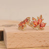 Maple Leaf Stud Earrings for Women Statement Cluster CZ Earring Gold Plated Wedding Prom Birthday Jewelry Gift - Image 6