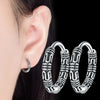 Vintage Silver Hoop Earrings Pattern Earring For Women Silver Jewelry Korea - Image 5