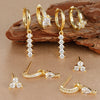 4PCS Simple Crystal Zirconia Square Dangle Earrings Set For Women Korean Stainless Steel Pendant Stud Earring Piercing Jewelry - Image 2
