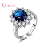 Silver Oval Design Crystal Zircon Open Adjustable Rings for Women Girls Engagement Jewelry Gifts - Image 5