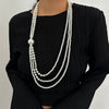 Ingemark Baroque Multilayer Imitation Pearl Long Chain Necklace Women Creative Elegant Sweater Chain Neck Accessories Jewelry - Image 2