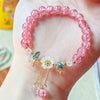 Korean Sweet Daisy Flower Bracelet For Women Colorful Crystal Beaded Elastic Rope Bracelets Party Wedding Jewelry Gifts - Image 1