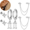6PCS Green Tragus Huggie Earring Set For Women Fahion Square Crystal Cartilage Hoop Earring Shiny Helix Piercing Lobe Jewelry - Image 12