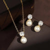 Elegant Round Cubic Zirconia Imitation Pearl Necklace Earrings For Women Bridal Wedding Party Jewelry Gift - Image 2