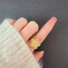 Adjustable Rotating Double Layer Flower Stacking Women'S Rings Gold Crystal Relife Spinning Ring - Image 2