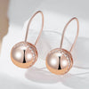 Rose Gold Color Big Glossy Ball Drop Earrings For Women Simple Zircon Accessories Ethnic Bride Wedding Jewelry - Image 3