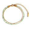 316L Stainless Steel Stone Beaded Thin Chain Bracelet Anklet Everyday Jewelry For Women Gift - Image 10