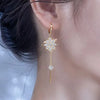 Crystal Flower Tassel Drop Earrings for Women Shiny Zircon Opal Long Dangle Earrings Girls Party Wedding Jewelry Gift - Image 1