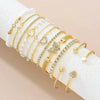 11 Bohemian Pearl Crystal Heart shaped Unlimited Logo Women's Bracelet Vintage Elegant Gold Bracelet Set Holiday Jewelry Mul - Image 1