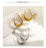 Hollow Pear-Shaped Stainless Steel Hoop Earrings in Silver-Tone or Gold-Tone - Image 10