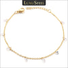 Stainless Steel Link Bracelet with Cubic Zirconia Charms in Gold-Tone or Silver-Tone - Image 1