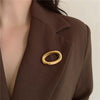 Stainless Steel O Shape Brooches for Women Geometric Gold Silver Color Metal Brooch Pin Unisex Light Jewelry - Image 1