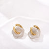 Flower Resin Acrylic Drop Earrings Gold Color Round Circle Stainless Steel Ear Buckle Hoop Earrings For Women Jewelry Gift - Image 8