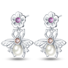 Silver Double stirrup Bee firefly zircon zircon Earrings for Women Jewelry Wedding Birthday mom Gift - Image 10