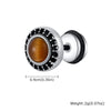 Punk Stone Stud Earrings for Men Boys,Tiger Eye Stone Round Earrings, Simple Ear Jewelry Gifts - Image 7