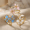 Elegant Enamel Flower Open Cuff Bracelet For Women Gold Plated Metal Pink White Blue Floral Bangles Beach Party Vacation Jewelry - Image 6