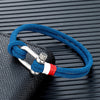 Nautical Bracelets for Men Double Strand Surfer Rope Bracelet Stainless Steel Anchor Shackle Handmade Ideal Gift for Son - Image 1
