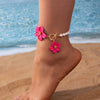 Faux Pearl Chic Flower Pendant Anklet for Women Delicate Forel 3D Flower Foot Chain Party Vocation Jewelry Gifts - Image 3