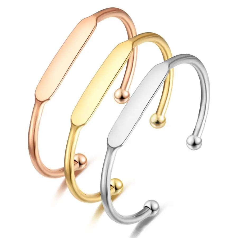 10pcs Simple Stainless Steel Bracelet Adjustable Bracelet For Women Laser Engraved Logo Jewelry Accessories - Image 1