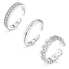 3PCS Silver Plated Dazzling Zircon Toe Ring for Women Girls Classic Adjustable Summer Beach Foot Ring Vacation Jewelry - Image 1