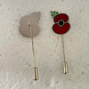Long Stick Red Poppy Lapel Pin, Gold-Tone, Silver Tone Enamel Brooch, 27mm x 18mm, Remembrance Flower Badge - Image 7