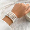 Wide Imitation Pearl Beaded Cuff Bracelet in Multiple Styles - Image 2